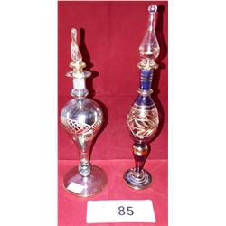 2 ART GLASS PERFUME BOTTLES