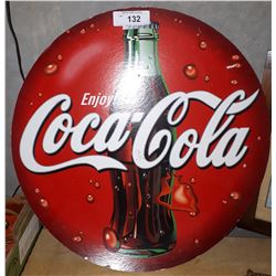 DOUBLE SIDED CARDBOARD COCA-COLA BUTTON SIGN