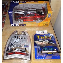 3 DIE CAST CARS, UNOPENED PACKAGES