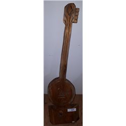 VINTAGE FOLK ART WOOD CARVED GUITAR