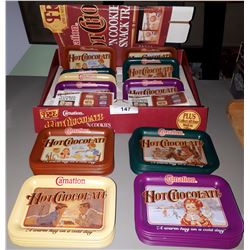 CARNATION HOT CHOCOLATE TIN TRAY DISPLAY W/ TRAYS