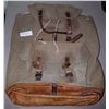 Image 1 : VINTAGE CANVAS BACKPACK W/LEATHER STRAPS IN GOOD CONDITION