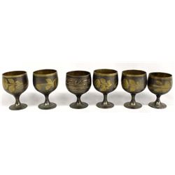 Set of 6 East India Brass Aperitif Goblets