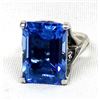 Image 1 : Sterling Silver Faceted Blue Stone Ring, Size 6.5