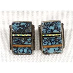 Navajo Sterling Inlay Earrings by J. Charley