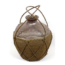 Asian Pottery Jar with Jute Handles