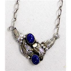 Native American Navajo Sterling Lapis Necklace