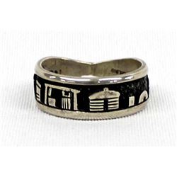 Navajo Sterling Storyteller Ring, Size 13
