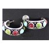 Image 1 : Sterling Multi-Stone Hoop Earrings