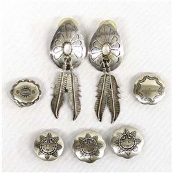 Navajo Sterling Silver Earrings & Button Covers