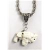 Image 1 : Navajo Sterling Howlite Buffalo Fetish Necklace