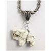 Image 2 : Navajo Sterling Howlite Buffalo Fetish Necklace