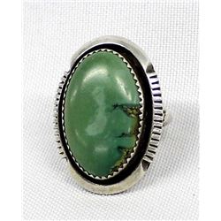 Native American Sterling Turquoise Ring, Size 6.5