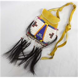 Native American Plains Indian Beaded Leather Bag