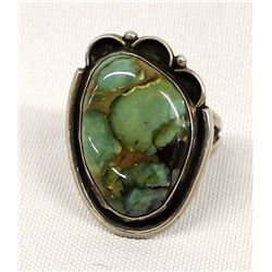 Vintage Navajo Sterling Turquoise Ring, Size 12