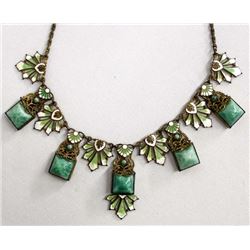 Antique Enamel, Copper, Peking Glass Necklace