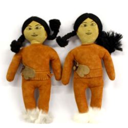 2 Native American Suede Leather Dolls