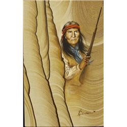 Original Geronimo Painting on Sandstone, Carlson