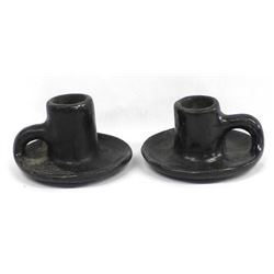 Pair of Santo Domingo Pottery Candleholders