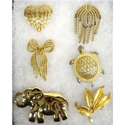 6 Estate Costume Jewelry Pins