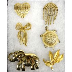 6 Estate Costume Jewelry Pins