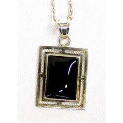 Sterling Silver Onyx Pendant Necklace