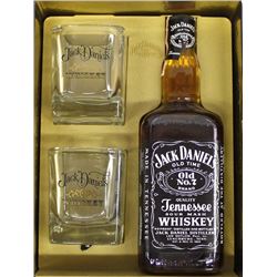 Vintage Jack Daniel's Lidded Tin, Glasses, & Old No. 7