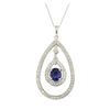 Image 1 : 1.67 ctw Blue Sapphire Pendant With Chain - 14KT White Gold