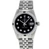 Image 1 : Rolex Mens Stainless Steel Black Diamond & Emerald Datejust Wristwatch