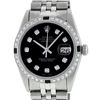 Image 2 : Rolex Mens Stainless Steel Black Diamond & Emerald Datejust Wristwatch