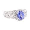 Image 1 : 1.91 ctw Sapphire And Diamond Ring - 18KT White Gold