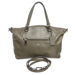 Coach Olive Green Leather Two-Way Handbag