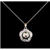 Image 1 : Pearl and Diamond Pendant With Chain - 14KT White Gold