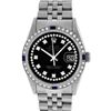 Image 1 : Rolex Mens Stainless Steel Black String Diamond & Sapphire Datejust Wristwatch