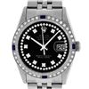 Image 2 : Rolex Mens Stainless Steel Black String Diamond & Sapphire Datejust Wristwatch