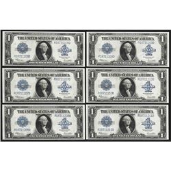 Lot of (6) Consecutive 1923 $1 Silver Certificate Notes Uncirculated