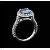 Image 4 : 3.16 ctw Blue Zircon and Diamond Ring - 14KT White Gold