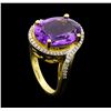 Image 4 : 4.90 ctw Amethyst And Diamond Ring - 14KT Yellow Gold