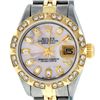 Image 1 : Rolex Ladies 2 Tone 14K Pink Mother Of Pearl Pyramid Diamond Datejust