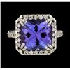 Image 2 : 5.71 ctw Tanzanite and Diamond Ring - 14KT White Gold