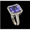 Image 4 : 5.71 ctw Tanzanite and Diamond Ring - 14KT White Gold