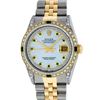 Image 2 : Rolex Mens 2 Tone 14K Lugs MOP Emerlads & Diamond 36MM Datejust