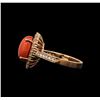 Image 3 : 14KT Rose Gold 4.38 ctw Coral and Diamond Ring