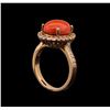 Image 4 : 14KT Rose Gold 4.38 ctw Coral and Diamond Ring