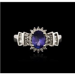 14KT White Gold 1.03 ctw Tanzanite and Diamond Ring