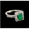 Image 1 : 14KT White Gold 0.25 ctw Emerald and Diamond Ring