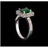 Image 4 : 14KT White Gold 0.25 ctw Emerald and Diamond Ring