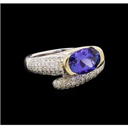 14KT Two-Tone Gold 1.99 ctw Tanzanite and Diamond Ring