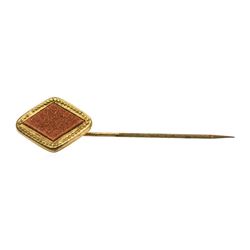 Gold Stone Stick Pin - Yellow Gold Plated