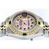 Image 3 : Rolex Ladies 2 Tone 14K MOP Diamond & Emerald Datejust Wristwatch
